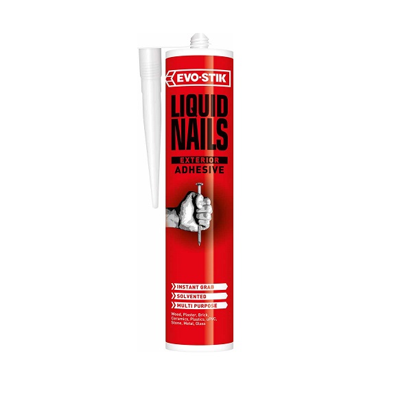 EVO-STIK LIQUID NAILS is a solvent based, strong, instant grab adhesive. It bonds powerfully to most building materials. For interior and exterior use.