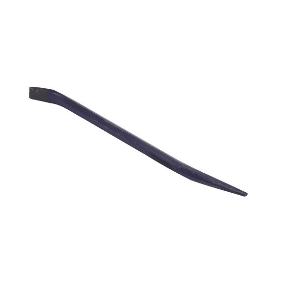 Chisel one end and tapered point on other end. The tapered end of a tommy bar is usedas a marlin spike for the alignment ofholes in steel construction work. Both ends off-set.