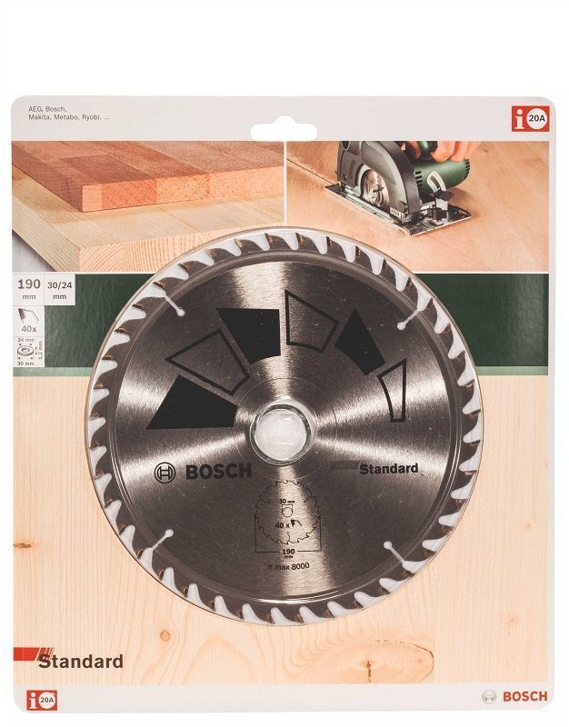 Standard 190x30/24, 40. Blade circular saw TCT wood.