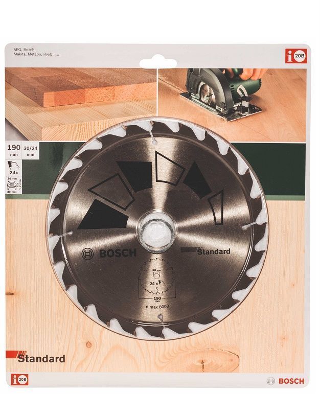 Standard 190x30/24, 24. Circular saw blade easy cuts in hard and softwood.