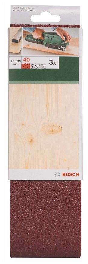 Sanding bel red quality for belt sanders, 75x533mm, 40, 3 pc. Very sturdy and durable sanding belts with belt joints in high quality for perfect surfaces.