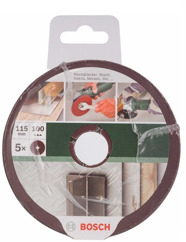 Fibre sanding disc for angle grinders, 115mm, 100, 5 pc. 5 piece fibre sanding disc set for angle grinders, aluminium oxide.