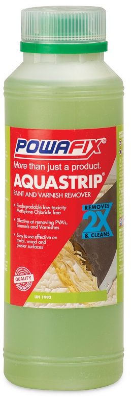 Effective paint and varnish remover that does not contain Methylene Chloride. Methylene Chloride is a known toxic chemical with links to cancer. Powafix Aquastrip is formulated using low toxicity solvents, detergents and water. This dual purpose product e