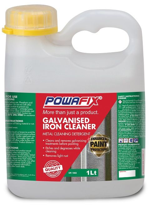 Powafix galvanized Iron cleaner cleans and etches new and weathered galvanized iron in preparation for painting.