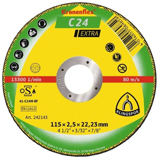 Universal cutting off wheel for all mineral materials. Wide application range due to sharp, coarse SiC grit.
