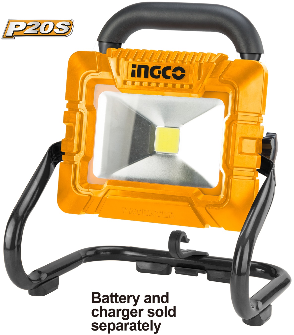 Voltage:20V. LED power dissipation:20W. Lumens: High:1800, Low:900. Battery and charger sold separately. Packed by colour box.