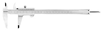 A caliper is a tool with two curved, movable legs used to measure thickness and distances.