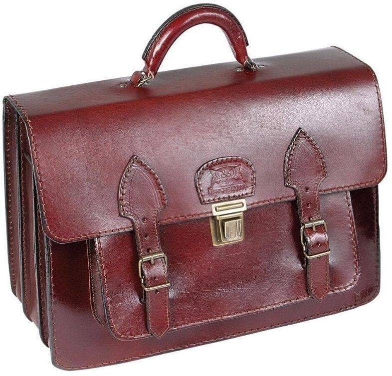 Handmade leather satchel.