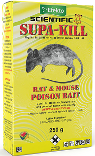 A highly active Anticoagulant ready to use grain bait for the control of rats and mice.