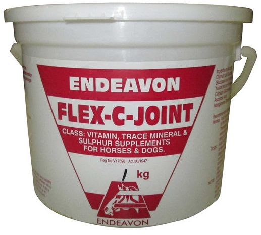 Helps horses suffering from joint and cartilage deterioration from exercise, competition and age. A recommended combination of : Chondroitin Sulphate, Glucosamine Hydrochloride, Yucca extract Powder, Calcium Gluconate, Ascorbic Acid & Manganese Glycerophosphate. Use flex O joint & flex C joint in combination for utmost effect. Dosage: Horses - 50g per day for 30 days. Thereafter every 2nd day. Chronic cases feed daily. Dogs - 5-10g per day for 30 days. Thereafter every 2nd day. Chronic cases feed daily.