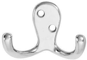 Double Robe Hook Die Cast Zinc Chrome Steel Chrome Plated Includes Screws.
