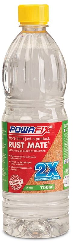 Powafix Rust Mate is a ready to use phosphoric acid based de-ruster and cleaner that protects and prolong s metal Life.