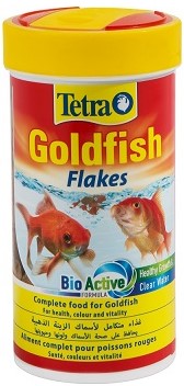 Complete food for Goldfish. "Clean & Clear Water Formula" means that the flakes are even easier to digest and do not leach colour, thereby keeping aquarium water clean and clear. Tetra® Goldfish Flakes continue to be made with patented, health-enhancing ProCare. This precise blend of immunostimulants, vitamins, biotin, and Omega-3 fatty acids is custom designed to strengthen fish's resistance to disease and stress.
