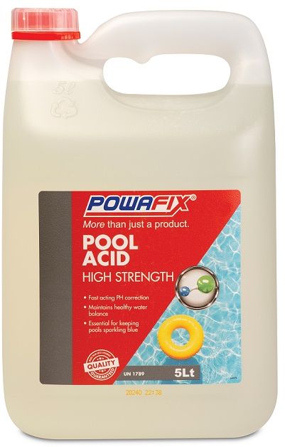 Powafix pool Acid keeps your pool crystal clear and lowers PH and alkalinity.