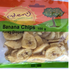 Banana slices, coated in vegetable oil, coconut fruit, sugar, honey and banana flavouring.