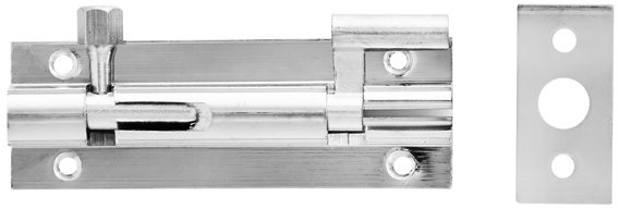 Barrel Bolt Necked 100mm Solid Brass Chrome Steel Chrome Plated Finish incl Screws.