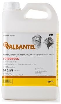 Remedy for roundworm, lungworm, milk tapeworm, liver fluke, nasal worm for sheep and goats with residual protection against reinfestation of wireworm and hookworm. COMPOSITION: Albendazole 1,9% m/v and Closantel sodium 3% m/v.