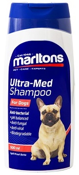 Anti-bacterial shampoo for dogs. Anti-fungal, anti-viral, biodegradable.