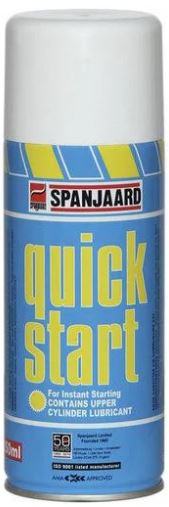 Aerosol spray for instant starting of petrol and diesel engines. Contains high vapour pressure hydrocarbons to give instant ignition in cold and damp weather when starting is difficult.
