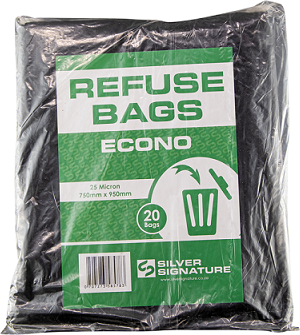 Black refuse bags - 25 micron.