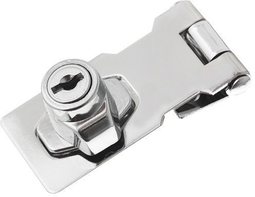 Hasp Lock 64mm Mild Steel Chrome Steel Chrome Plated Includes Screws & 2 Keys.