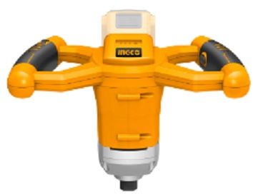 Product features voltage of 20v, no load speed of 0-650rpm, mixing pad thread. Battery and charger not included. Product packed by colour box.