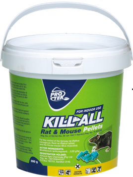 A pelleted rodenticide. Controls Norway rats, roof rats and house mice. Ready to use pellets. Single feed.