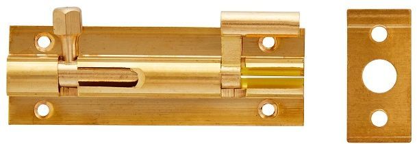 Barrel Bolt Necked 64mm Solid Brass Polished Brass Finish incl Screws.