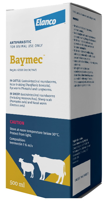 A broad spectrum oil based injectable for the effective treatment and control of gastrointestinal roundworms and external parasites in beef cattle, non-lactating dairy cows and sheep.