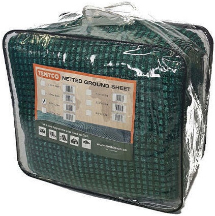 Green ground sheet ideal for camping. Primary material: 290gsm green heavy-duty polyethylene.
