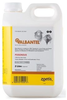 Remedy for roundworm, lungworm, milk tapeworm, liver fluke, nasal worm for sheep and goats with residual protection against re-infestation of wireworm and hookworm. COMPOSITION: Albendazole 1,9% m/v and Closantel sodium 3% m/v.