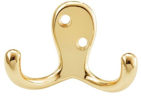 Robe Hook Double 40mm Diecast Zinc Brass Steel Chrome Plated incl Screws.