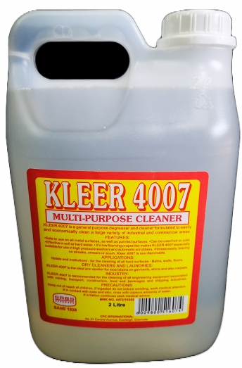 CF KLEER 4007 is a Multi-Purpose cleaner. Degreaser formulated for the removal of oil, grease and other soils from all surfaces. Use as manual application or though high-pressure cleaners. CF KLEER 4007 easily and economically cleans a large variety of industrial and commercial areas.