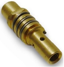 The tip adaptor is a secondary consumable that holds the contact tip.
