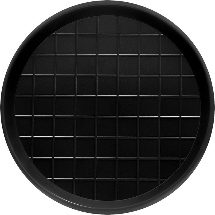 Round feed tray is used to feed day old chickens and has specially designed ridges on the base of the tray to reduce spillage while chicks are feeding.