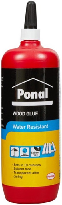 Ponal Water resistant Wood Glue is ready to use wood glue for most kinds of woods for asssembling and repair jobs.The bonds produced are slightly flexible and have a clear glue line