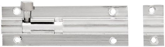 Barrel Bolt Straight 100mm Solid Brass Chrome Steel Chrome Plated Finish & incl Screws.