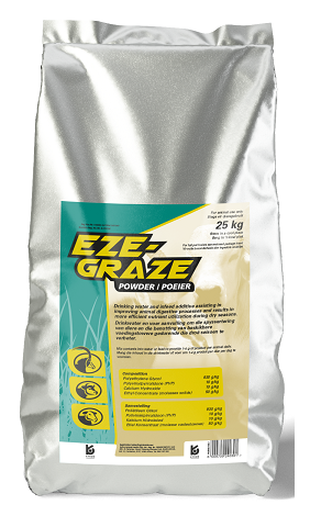 Drinking water and infeed additive assisting in improving animal digestive processes and results in more efficient nutrient utilization during dry seasons.