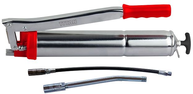 Our high quality grease gun are perfect for workshops and farmers, takes 400g cartridges or 600g bulk filling. It operates up to 4500psi with it's aluminium-alloy head. Comes with fixed and flexible hoses.