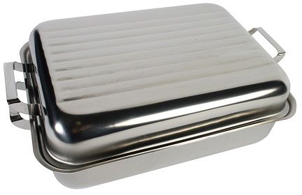 Can be used over warm coals or in oven.