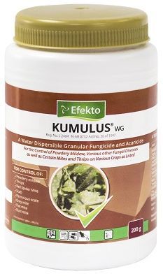 A water dispersible granular fungicide and acaricide for the control of powdery mildew, various other fungal diseases as well as certain mites and thrips on various crops as listed. Also for the control of pernicious scale on dormant roses.