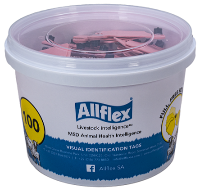 Button Male/Senior Female (M1/F4) (100) pink. Apply with Universal Total Tagger& Flip Pin Applicator.