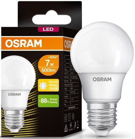 This brilliant A60 LED light bulb allows you to use an LED bulb in your incandescent, halogen or compact fluorescent light fittings, making them more environmentally friendly. The globe has a classic A60 shape and will fit your E27 socket type fittings. This light bulb has an output of 9W.