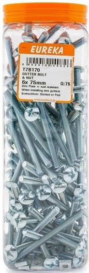 Gutter Bolt Eureka Bolt & Nut 6mmx75mm QTY75