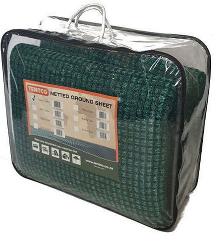 Green ground sheet ideal for camping. Primary material: 290gsm green heavy-duty polyethylene.