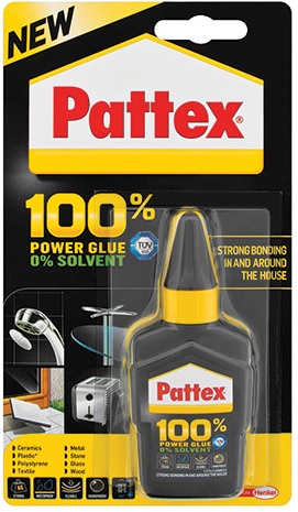 Pattex 100% Glue and Gel is ideal for use in the home office and outdoors.Suitable to use on a wide variety of surfaces.Itl dries transparent is waterproof UV resistant flexible