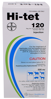 For the treatment of tick-borne gall sickness (anaplasmosis), heartwater, foot rot, navel ill, joint ill, pneumonia in stock and strangles in horses.