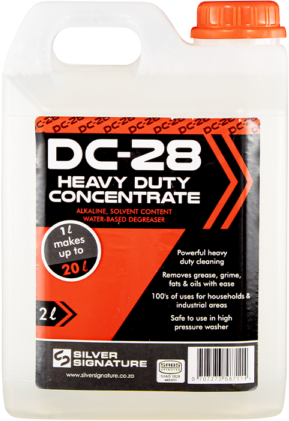 DC28 is an alkaline, solvent content water-based degreaser, designed for all industries where heavy-duty cleaning is needed. The product has been formulated to cut through heavy oil, grease &amp; other carbonaceous deposits from concrete, steel and other surfaces to allow quick efficient.