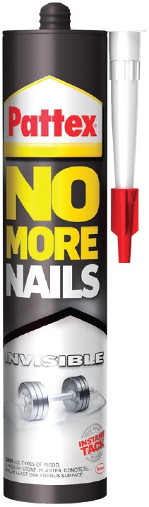 Pattex No More Nails leaves no traces once it dries.Offers the strength and transperancy you want.Provides unparalleled support for fitting heavier objets in many DIY and repair objects