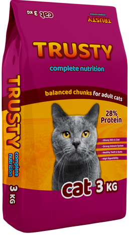 A balanced cat food suitable for all breeds. Trusty Cat food has been developed in South Africa by animal nutritionists to ensure it has all the nutritional requirements your cat needs.